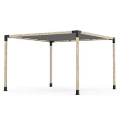 TOJAGRID Pergola Kit with Shade Sail for 4×4 Wood Posts 12×12 Black