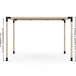 TOJAGRID Pergola Kit with Shade Sail for 4×4 Wood Posts 12×12 Black