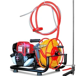Tomahawk Power 1.3HP Skid Sprayer with Honda GX35, 100ft Hose, 500 PSI Pump Red