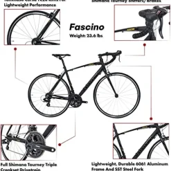 Tommaso Fascino Sport Performance Aluminum Road Bike Black/Yellow