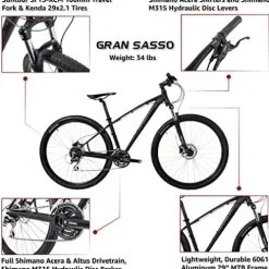 Tommaso Gran Sasso 29er Mountain Bike Hydraulic Disc Hardtail Matte Black/Gloss Black