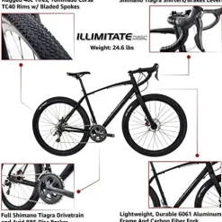 Tommaso Illimitate Sport Performance Aluminum Gravel Bike Matte Black
