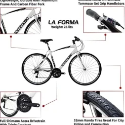 Tommaso La Forma Aluminum & Carbon Hybrid Bike – White – Best