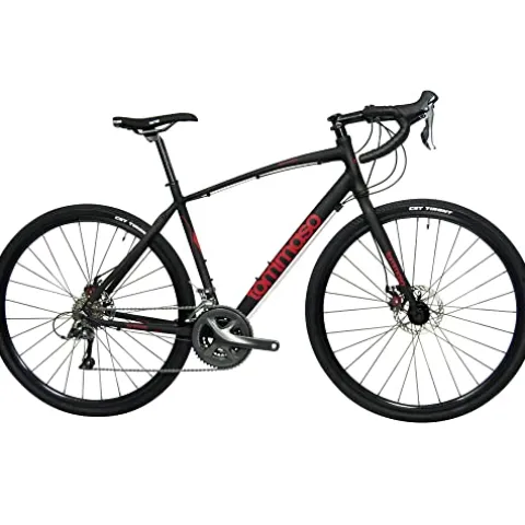 Tommaso Sentiero Sport Performance Aluminum Gravel Bike Shimano Claris 24 Speeds Road Bicycle Matte Black/Red