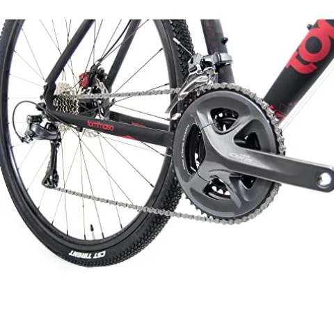 Tommaso Sentiero Sport Performance Aluminum Gravel Bike Shimano Claris 24 Speeds Road Bicycle Matte Black/Red