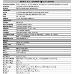 Tommaso Sorrento Shimano Tourney Hybrid Fitness Bike Matte Black/Grey
