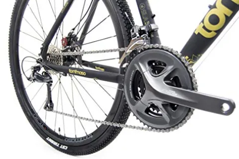 Tommaso Sterrata Sport Performance Aluminum Gravel Bike Carbon Shimano Claris 24 Speeds Road Bicycle Black/Gold