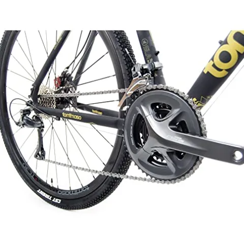 Tommaso Sterrata Sport Performance Aluminum Gravel Bike Carbon Shimano Claris 24 Speeds Road Bicycle Black/Gold