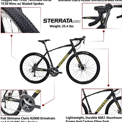Tommaso Sterrata Sport Performance Gravel Bike Black/Gold 58cm