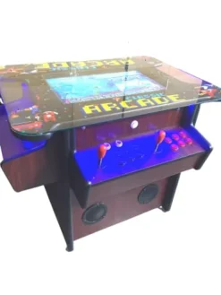 TOP US VIDEO ARCADES Full Size Commercial Grade Cocktail Arcade Machine 3515 Games 22” Screen Tempered Glass 2 Stools Included 5 Year Warranty Dark Wood