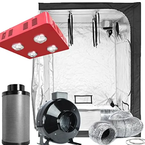 TopoLite Grow Tent Complete Kit Hydroponic System with LED800W Grow Light and 6″ Carbon Filter White