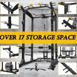 ToughFit 2024 T2 Power Cage Multi-Function Power Rack with LAT Pulldown Black