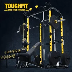 ToughFit Bumper Plate with Steel Insert – Rubber 2″ Olympic Barbell Weightlifting Plates Set Black