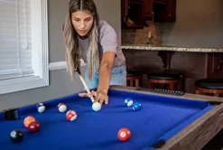 Triumph 56” 4-in-1 Swivel Multi-Game Table – Air Hockey, Billiards, Foosball, Ping Pong – Rustic Wood Grain Finish Brown