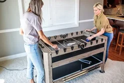 Triumph 56” 4-in-1 Swivel Multi-Game Table – Air Hockey, Billiards, Foosball, Ping Pong – Rustic Wood Grain Finish Brown