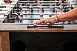 Triumph 56” 4-in-1 Swivel Multi-Game Table – Air Hockey, Billiards, Foosball, Ping Pong – Rustic Wood Grain Finish Brown