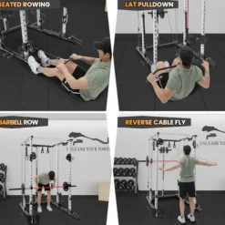 TROPOW 2000lbs Multi-Function Power Cage with J-Hooks and Dip Handles, Black/White