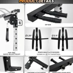 TROPOW 2000lbs Multi-Function Power Cage with J-Hooks and Dip Handles, Black/White