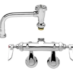 T&S Brass Adjustable Wall Mount Faucet with Swing Nozzle and Garden Hose Outlet