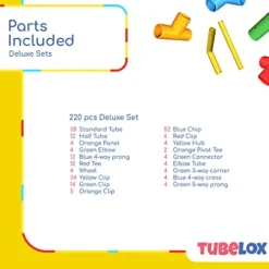 Tubelox Deluxe Building Toys Set 220 Pieces Multicolor
