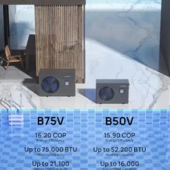 TURBRO Beluga Series 50,000 BTU Pool Heat Pump WiFi Timer Black