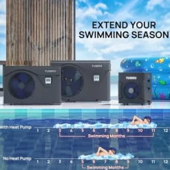 TURBRO Inverter Swimming Pool Heat Pump 75,000 BTU Black