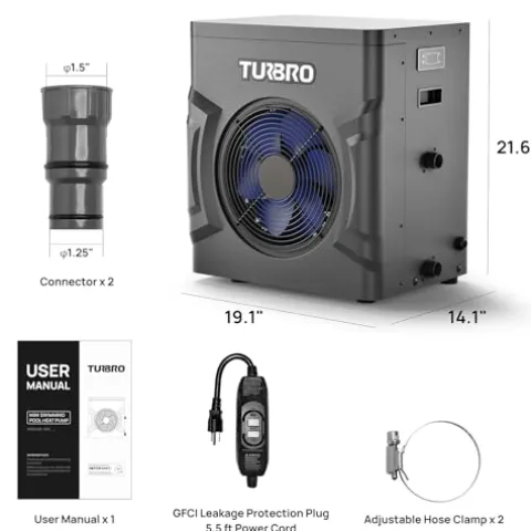 TURBRO Manatee M20 Swimming Pool Heat Pump 20,000 BTU Black