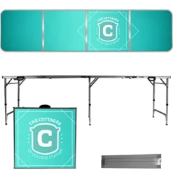 Uberpong Custom Drink Pong Table, Laminated Surface, Adjustable Legs, 2×8 Feet, Multicolor