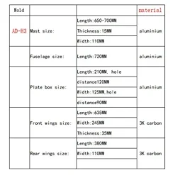 UP SURF Aluminum Hydrofoil AD-H3 with 3K Carbon Wings AD-M4a Mast 700mm