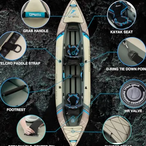 UPWELL 13’6″ Inflatable Kayak Drop Stitch Floor 1-2 Person Desert Sand