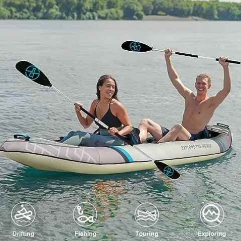 UPWELL 13’6″ Inflatable Kayak Drop Stitch Floor 1-2 Person Desert Sand