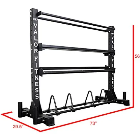 Valor Fitness BG-62 Multi-Functional Storage Rack – Holds Kettle Bells, Dumbbells, Barbells, Wall Balls, Bumper Plates