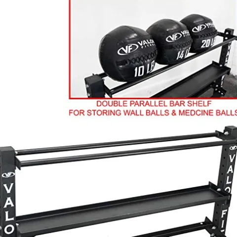 Valor Fitness BG-62 Multi-Functional Storage Rack – Holds Kettle Bells, Dumbbells, Barbells, Wall Balls, Bumper Plates