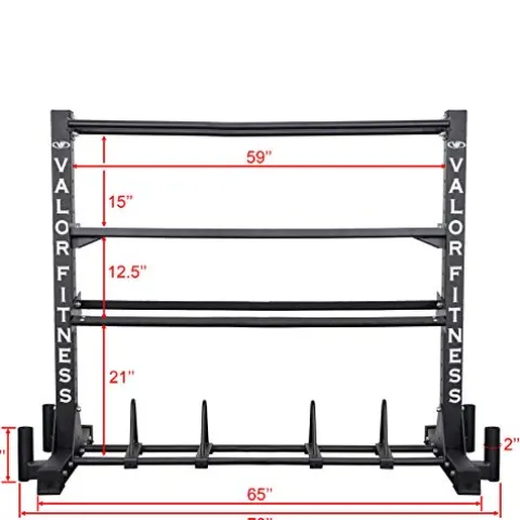 Valor Fitness BG-62 Multi-Functional Storage Rack – Holds Kettle Bells, Dumbbells, Barbells, Wall Balls, Bumper Plates