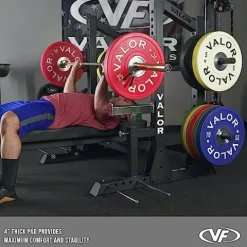 Valor Fitness Competition Bench Press Rack with Safety Spotter Bars Black