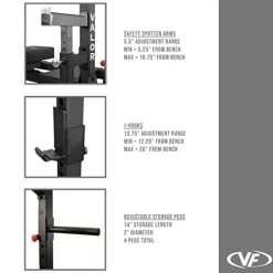 Valor Fitness Competition Bench Press Rack with Safety Spotter Bars Black