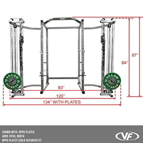 Valor Fitness Heavy Duty Power Rack – Squat Rack – Chrome Pull Up Bar and Power Cage Black