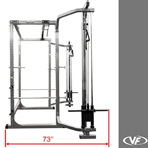 Valor Fitness Heavy Duty Power Rack – Squat Rack – Chrome Pull Up Bar and Power Cage Black