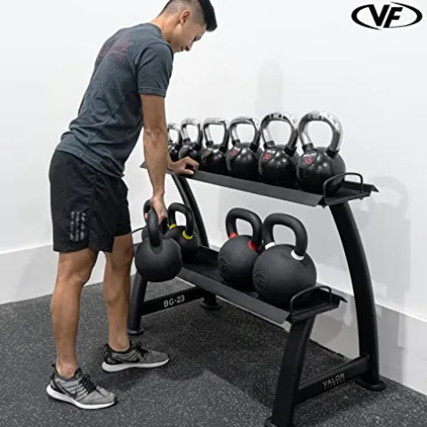 Valor Fitness Kettlebell Storage Rack 2 Tier Levels Heavy Duty Weight Holder Organize Gym Equipment BG-23
