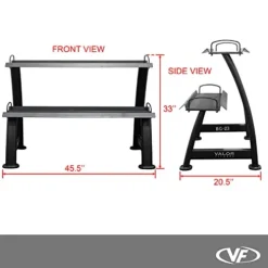 Valor Fitness Kettlebell Storage Rack 2 Tier Levels Heavy Duty Weight Holder Organize Gym Equipment BG-23