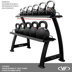 Valor Fitness Kettlebell Storage Rack 2 Tier Levels Heavy Duty Weight Holder Organize Gym Equipment BG-23