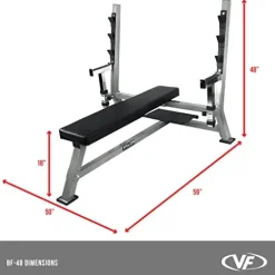 Valor Fitness Olympic Weight Bench Press Station – Spotter Arms | Adjustable Safety Catch Max 500 lbs – Power Lifting Home Gym Workout Equipment BF-48 Metallic Grey and Black