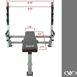 Valor Fitness Olympic Weight Bench Press Station – Spotter Arms | Adjustable Safety Catch Max 500 lbs – Power Lifting Home Gym Workout Equipment BF-48 Metallic Grey and Black