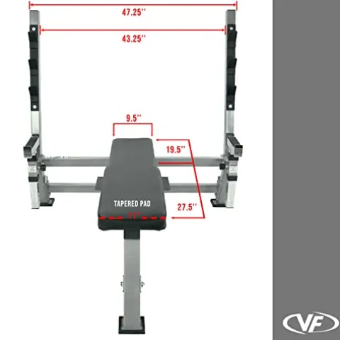 Valor Fitness Olympic Weight Bench Press Station – Spotter Arms | Adjustable Safety Catch Max 500 lbs – Power Lifting Home Gym Workout Equipment BF-48 Metallic Grey and Black