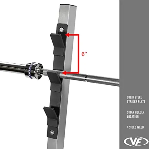 Valor Fitness Olympic Weight Bench Press Station – Spotter Arms | Adjustable Safety Catch Max 500 lbs – Power Lifting Home Gym Workout Equipment BF-48 Metallic Grey and Black