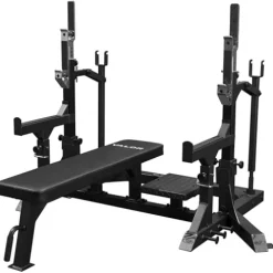 Valor Fitness Olympic Weight Bench with Squat Rack Combo – 6 Gauge Steel – USPA Certified – Adjustable Squat Stands – Black