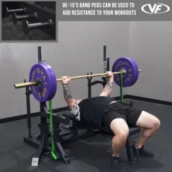 Valor Fitness Olympic Weight Bench with Squat Rack Combo – 6 Gauge Steel – USPA Certified – Adjustable Squat Stands – Black