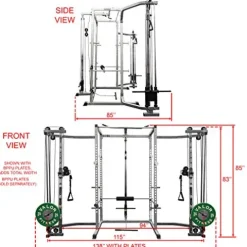 Valor Fitness Power Rack with LAT Pull & Cable Crossover Attachments – Full Body Workout – Plate Loaded Exercise Equipment