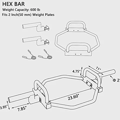 VEITEOX FTY Trap Barbell Bar Hex Deadlift Weight Bar