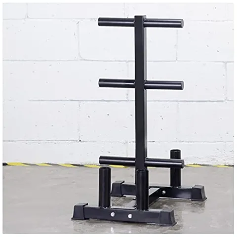 VEITEOX FTY Weight Plate Tree Rack with Barbell Bar Holder, Vertical Olympic Bumper Plates and Bar Storage Stand (Color: No Wheels)